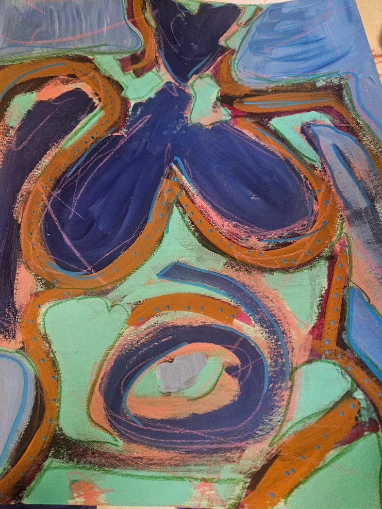 Lotta Body — work in progress, acrylic and mixed media on paper, 11x14 inches, Jamie Conner Studio