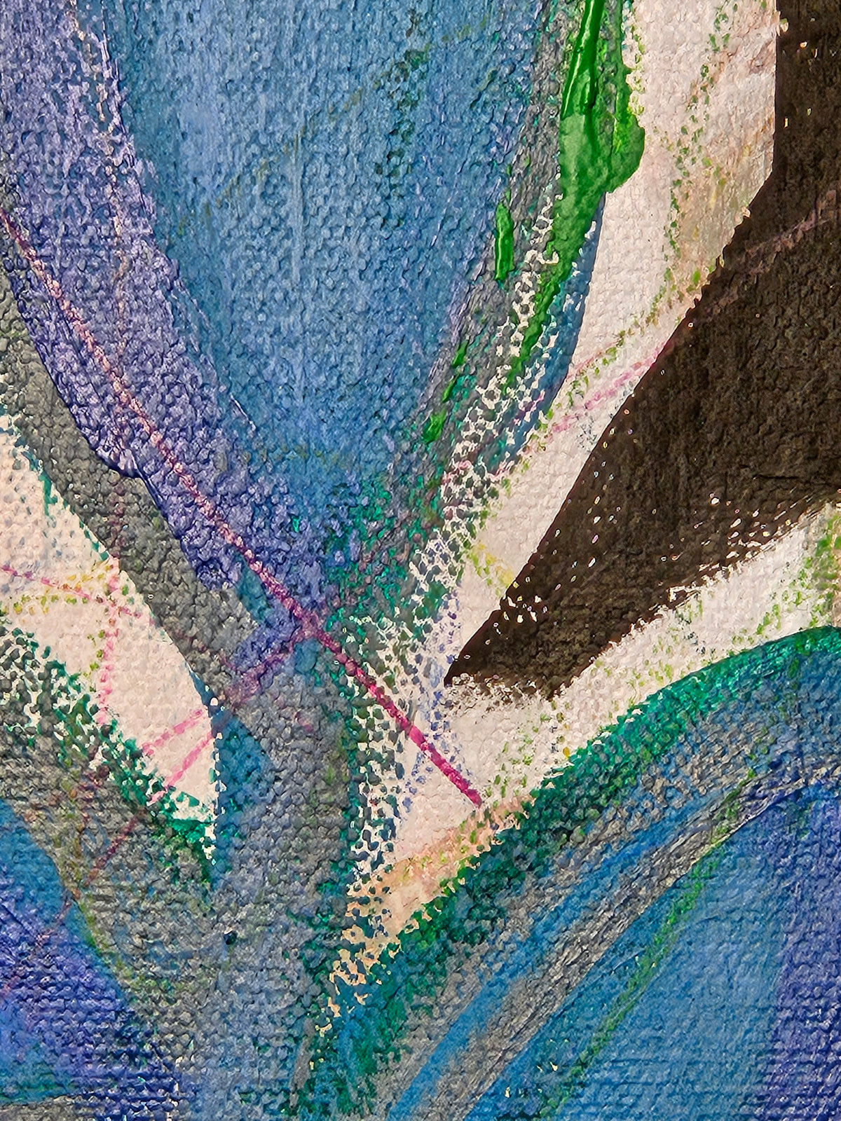 Detail — figure and bloom with visible chalk studio note